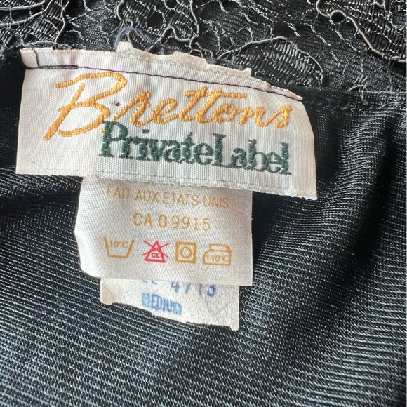 EUC VTG black LBD lace slip M nightie Brettins made in USA lingerie satin LBD - Picture 2 of 11